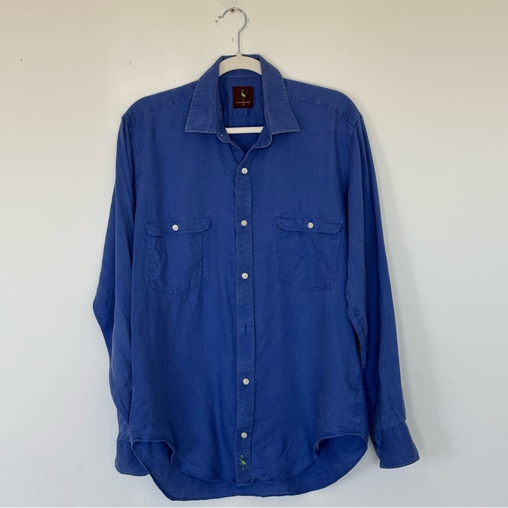 Tailorbyrd Button Down Linen Blue Classic Button Down Size Medium